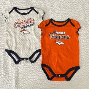 Denver Broncos, Little Girl, Onesie 2-pack, Size 6-9 Month,NWOT 🆕, 🚭 SmokeFree